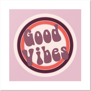 Pink And Purple Retro Good Vibes Posters and Art